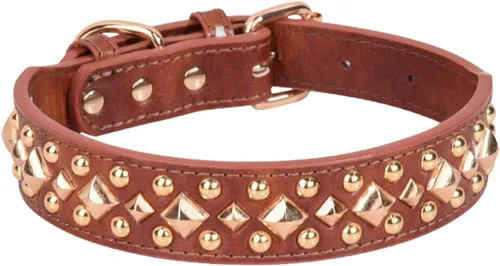 Miniatura 14 de Serijoars Collar para perro con clavos, de piel sintética suave con remaches de hongos, collar ajustable para cachorros (L, Rojo)