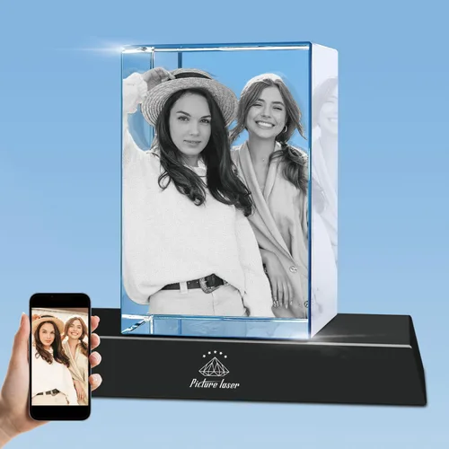 Miniatura 9 de Foto de cristal 3D con base de luz LED, regalos personalizados con tu propia foto, grabado láser imágenes 3D y texto personalizado, pequeño