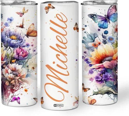 Miniatura 8 de Hyturtle Vaso delgado de girasol personalizado, regalos de cumpleaños, día de la madre, para niñas y amigas, regalos de girasol para mujeres