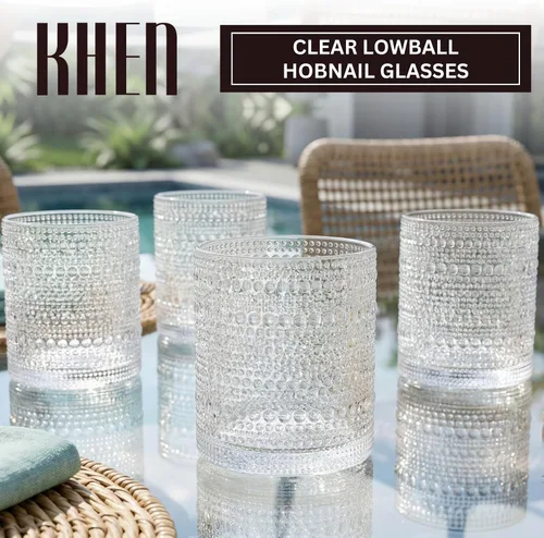 Miniatura 2 de Khen - Juego de 4 vasos de plástico con cuentas de acrílico transparentes y diseño de tachuelas, irrompibles y a prueba de roturas, libres de BPA