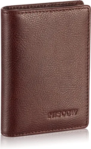 Miniatura 11 de Funda de piel para tarjetas de visita para hombres y mujeres, piel de becerro italiana Café