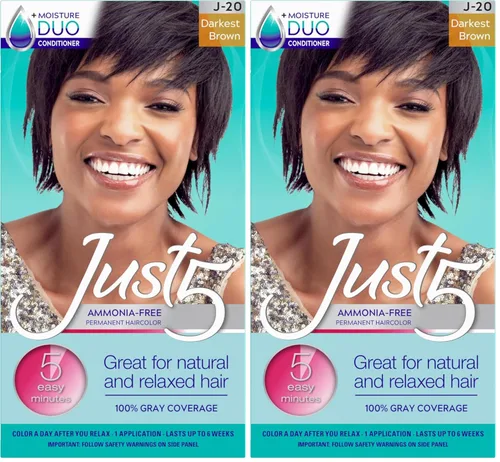 Miniatura 15 de Just 5 Tinte permanente para el cabello de las mujeres en 5 minutos con acondicionador, coloración del cabello gris para las mujeres - Negro azabache