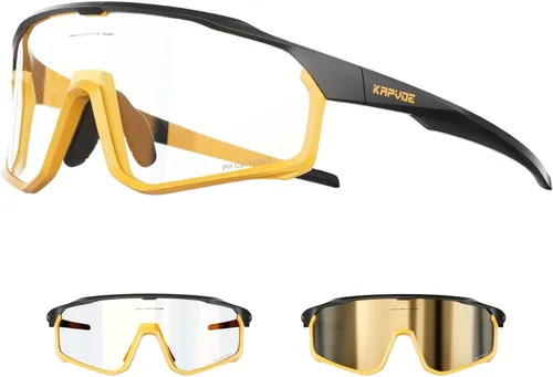 KAPVOE Gafas de ciclismo fotocromáticas para hombres y mujeres, gafas de sol para bicicleta de montaña MTB, deportes, transición, triatlón, carrera