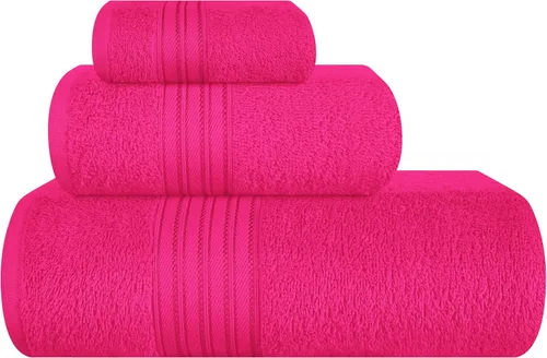 Miniatura 54 de BOUTIQUO Juego de 2 toallas de baño 100% algodón de 28 x 55 pulgadas, toallas de baño grandes ecológicas, compactas, de secado rápido, ligeras, Rosa
