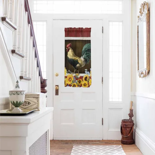 Miniatura 26 de Cortinas de puerta francesa de Navidad para ventana de puerta, panel de cortina con bolsillo para barra con alzapaños para luz lateral delantera