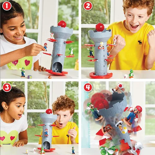 Miniatura 5 de Epoch Games Super Mario Blow Up! Shaky Tower Juego de equilibrio – Juego de habilidad y acción de mesa con figuras de acción coleccionables de Super