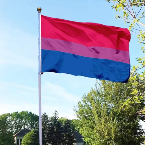 Miniatura 2 de EKEV Bandera de orgullo bisexual de 3 x 5 pies, banderas LGBT bi gay con ojales de latón y cabecera de lona y doble costura y colores brillantes