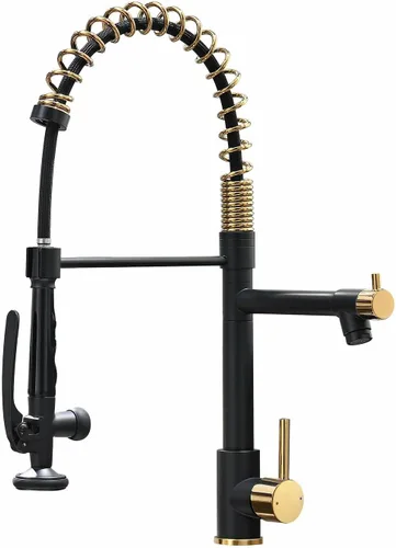 Miniatura 30 de Fapully - Grifo de cocina negro, grifo de fregadero de cocina comercial extraíble con rociador Negro mate