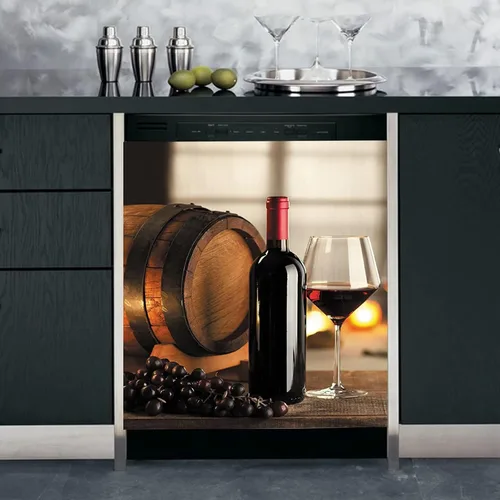 Miniatura 8 de Cubierta magnética decorativa para lavavajillas de vino campestre para puerta delantera, calcomanía magnética para lavavajillas con diseño de uva