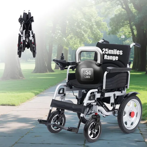 Silla de ruedas eléctrica, ligera y portátil para adultos, sillas de ruedas motorizadas de 500 W, alcance de viaje de 25 millas de largo, silla de