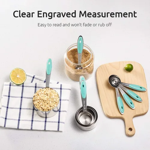 Miniatura 9 de U-Taste Juego de 10 pinzas de cocina de silicona resistentes al calor de 600 °F, taza medidora de acero inoxidable 18/8 y cuchara, juego de 10