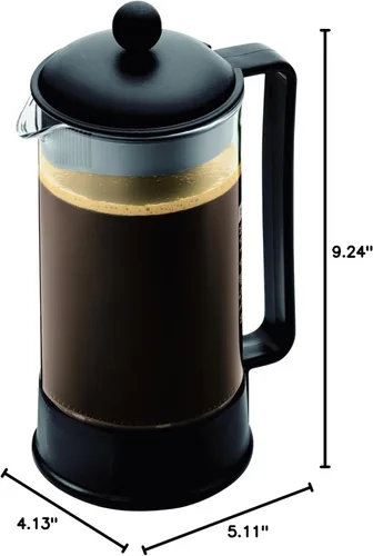 Miniatura 8 de Bodum Cafetera de prensa francesa Brazil de 34 onzas, vidrio de borosilicato resistente al calor, negro - Fabricado en Portugal