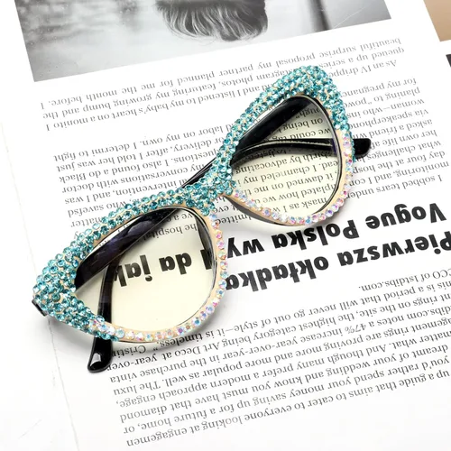 Miniatura 7 de ICARA Oprah Style - Lentes de lectura con diamantes de imitación para mujer, diseño de ojo de gato con diamantes brillantes y bloqueo de luz azul