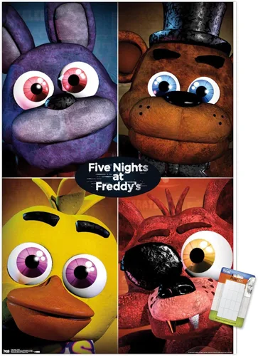 Miniatura 12 de Trends International Five Nights at Freddy's - Póster de pared cuádruple, 14.725 x 22.375 pulgadas, versión con marco de madera tipo granero