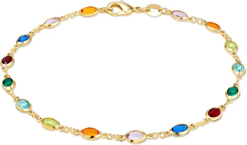 Miniatura 8 de Barzel Tobillera baguette bañada en oro de 18 quilates y cristal multicolor