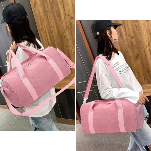 Miniatura 8 de Bolsa de lona para gimnasio, deportes, mujeres y niñas, bolsa de viaje de entrenamiento para fin de semana con compartimento para zapatos y bolsillo