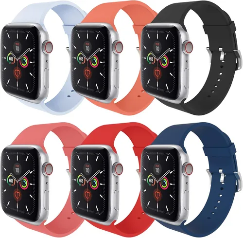 Miniatura 8 de Compatible con Apple Watch Band de 1.496 in 1.575 in 1.614 in 1.654 in 1.732 in 1.772 in 1.929 in, correa deportiva de silicona suave de repuesto