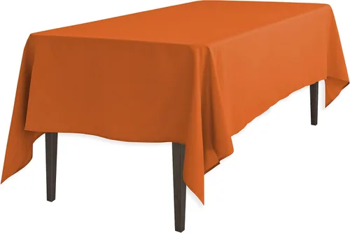 Miniatura 7 de Linenlanding Mantel rectangular de 60 x 102 pulgadas para mesa circular para bodas, mesas de bufé, fiestas, cenas de vacaciones (1, azul bebé)