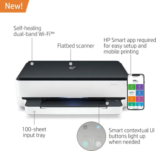 Miniatura 2 de HP ENVY 6075 Impresora inalámbrica todo en uno, incluye 2 años de tinta entregada, impresión móvil, escaneo y copia (8QQ97A)