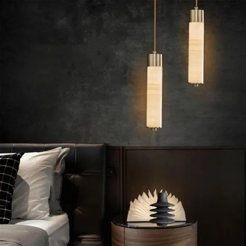 Miniatura 2 de Nordic Retro Marble Pendant Lights, Modern 2 Pack Full Copper Ceiling Hanging Lighting, 3000K Warm Light Chandeliers for Kitchen Island Dining Room