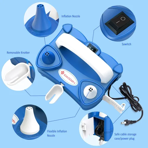 Miniatura 2 de IDAODAN Bomba eléctrica de globo de aire portátil de doble boquilla de 110 V 600 W, inflador eléctrico de globos para decoración de fiestas de niños