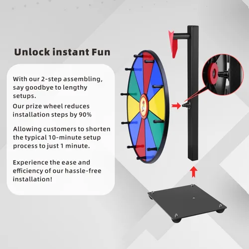 Miniatura 3 de Pionites Ruleta de premios para mesa o montaje en pared con rotulador de borrado en seco y borrador para entretenidas fiestas en casa, ferias