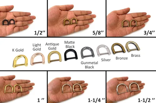 Miniatura 3 de 4 anillos en D resistentes con grillete de 1-1/2 pulgadas, oro antiguo, en forma de U, repuesto para bolso, llavero, collar de perro
