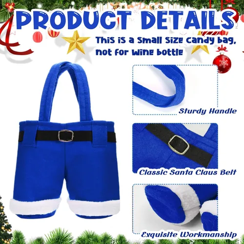 Miniatura 4 de Aliceset 24 Bolsas de Dulces de Navidad con Asa, Bolsas de Regalo con Diseño de Pantalones de Santa, Canasta de Golosinas Navideñas, Portavinos