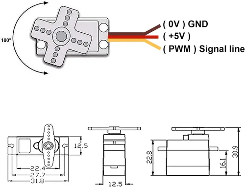 Miniatura 5 de 2 piezas MG90S 0.32 oz servo motor micro servo metal engranado kit mini servos para RC robot helicóptero avión controles coche barco con cable