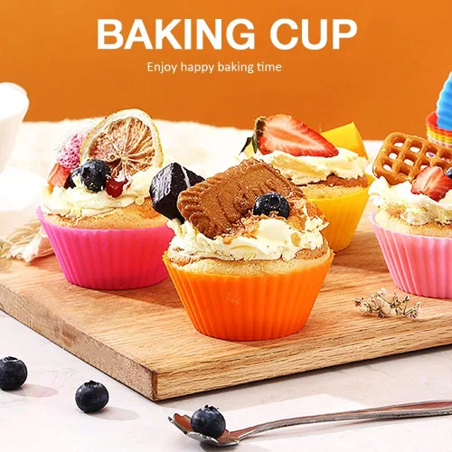 Miniatura 6 de Paquete de 12 tazas de silicona extra grandes para hornear cupcakes, forros para magdalenas y muffins de 3.54 pulgadas, tazas de silicona