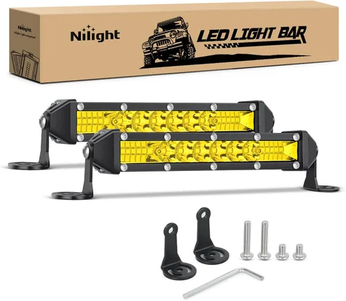 Miniatura 13 de Nilight Barra de luz LED ámbar, 2 unidades, 7 pulgadas, 30 W, punto 3000 lúmenes, súper delgada, 3D, antiniebla, todoterreno, luces de trabajo