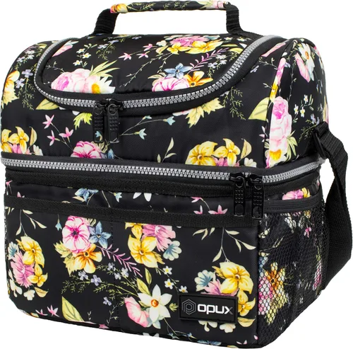 Miniatura 17 de OPUX Lonchera para mujeres, bolsa de almuerzo grande aislada para adultos, trabajo, doble cubierta, lonchera para preparar comidas, compartimento
