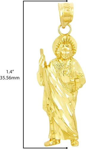 Miniatura 4 de Colgante de oro amarillo de 10 quilates con dije de San Judas de 1-38", Metal, Diamante