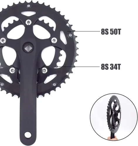 Miniatura 4 de DRIFT MANIAC Juego de bielas de bicicleta 50/34T 52/42T 110BCD cuadrado para bicicleta de senderismo por carretera 6.693 in brazo de manivela