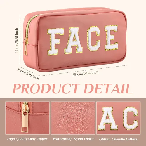 Miniatura 2 de Remerry 4 piezas de bolsas de cosméticos de nailon impermeables, organizador de maquillaje espacioso para viajes para mujeres, bolsa de chenilla