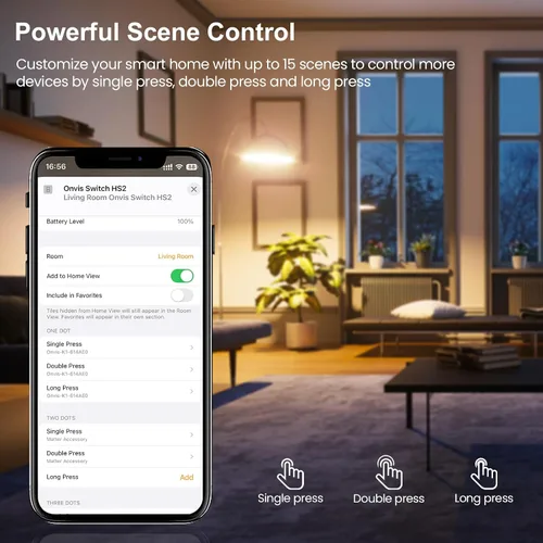 Miniatura 7 de Botón inteligente Onvis, interruptor inteligente de 5 teclas, controlador de escena, compatible con Apple HomeKit, activa automáticamente accesorios