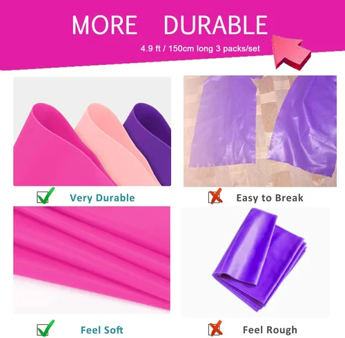 Miniatura 3 de Juego de bandas de resistencia planas para terapia, sin látex, bandas elásticas planas para ejercicio, flexibilidad, pilates, yoga, ballet