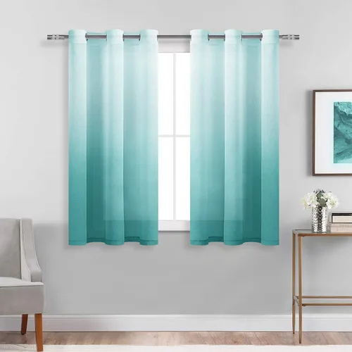 Miniatura 24 de DWCN Cortinas Transparentes Ombré - Cortinas de Lino Sintético con Gradiente Semi Voile con Ojales en la Parte Superior para Dormitorio y Sala