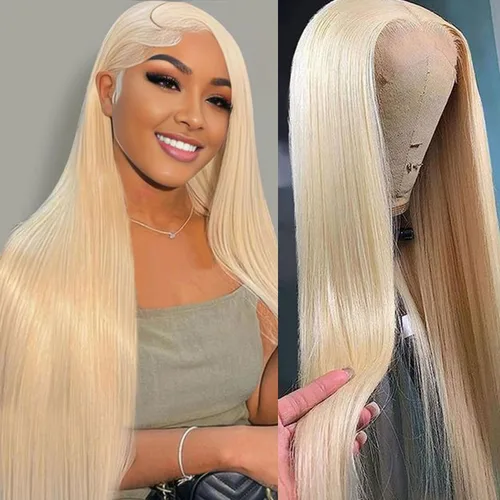 Miniatura 21 de Peluca de cabello humano 613 con encaje frontal 13x6 HD transparente densidad 180% rubia, pelucas de cabello humano con encaje frontal Peluca