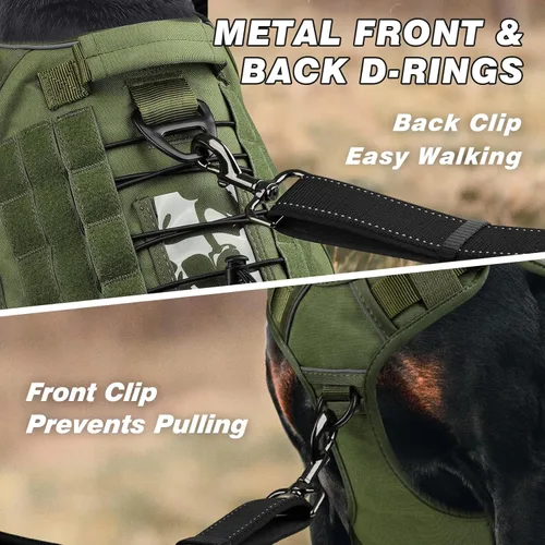 Miniatura 2 de WINGOIN - Arnés táctico para perros grandes, resistente sin tirones con asa, ajustable, reflectante, militar, K9, pastor alemán, para entrenamiento