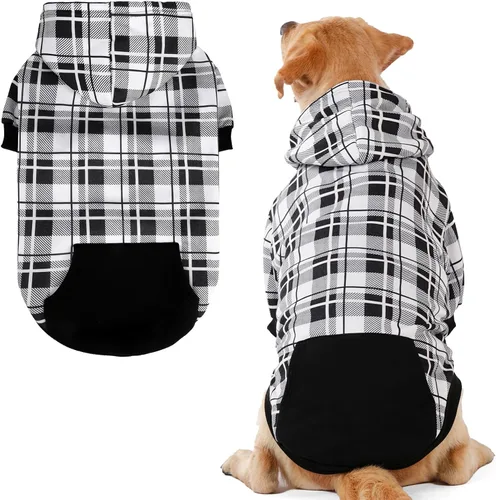 Miniatura 28 de EXPAWLORER - Sudadera con capucha para perro, estilo británico, suave y cálido con agujero para la correa, para clima frío, abrigo de invierno