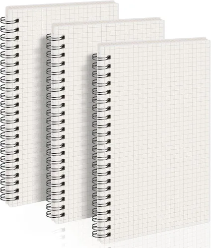 Miniatura 9 de AHGXG Paquete de 3 cuadernos en espiral, diario A5 con cuadrícula de puntos gruesos de 3.53 oz/m², tapa dura transparente, 80 hojas, para diario