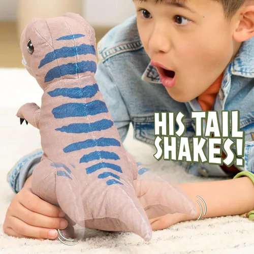 Miniatura 4 de JURASSIC WORLD Rebirth Roaring T. rex, juguete interactivo de dinosaurio de peluche de 10.5 pulgadas, niños y niñas de 3 años en adelante, juguetes