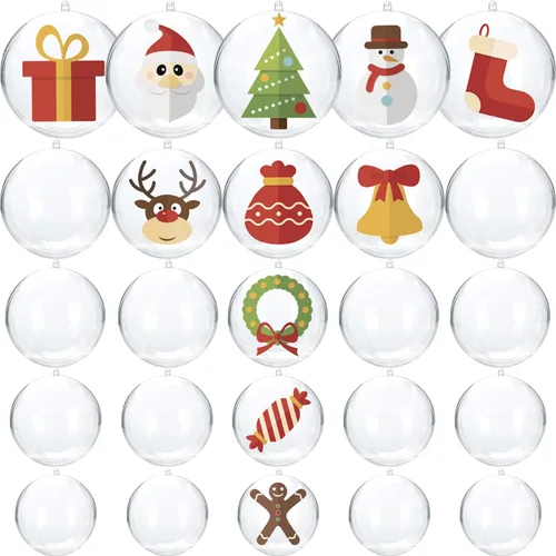 Miniatura 8 de Jishi Paquete de 10 adornos de Navidad de plástico transparente para manualidades, bolas de adornos de Navidad DIY rellenables de 2.36 pulgadas