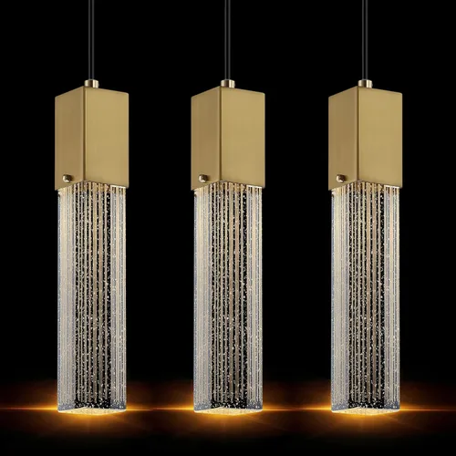 Miniatura 13 de Mini Lámpara Colgante de Cristal Integrada para Isla de Cocina, Moderna y Concisa, Accesorio de Luz de Techo Colgante, para Isla de Cocina, Comedor