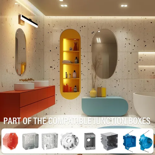Miniatura 4 de ZAGO Lámpara de tocador de baño de 24 pulgadas sobre el espejo, LED moderna y rotacional montada en la pared, ajustable, cableada, con cable