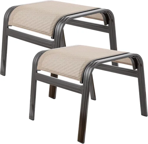 Reposapiés de metal para exteriores, muebles otomanos para exteriores, reposapiés, juego de 2 asientos pequeños para jardín, balcón, césped, 22 x 20