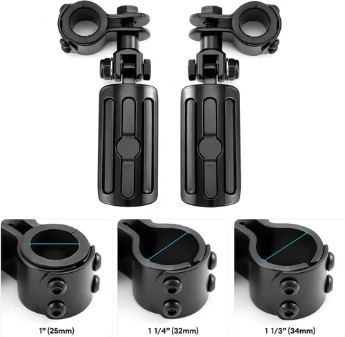 Miniatura 2 de Estriberas para motocicleta de 1 a 1 1/3 pulgadas con protector de motor, estriberas para Harley Honda, Suzuki, Yamaha (negro)