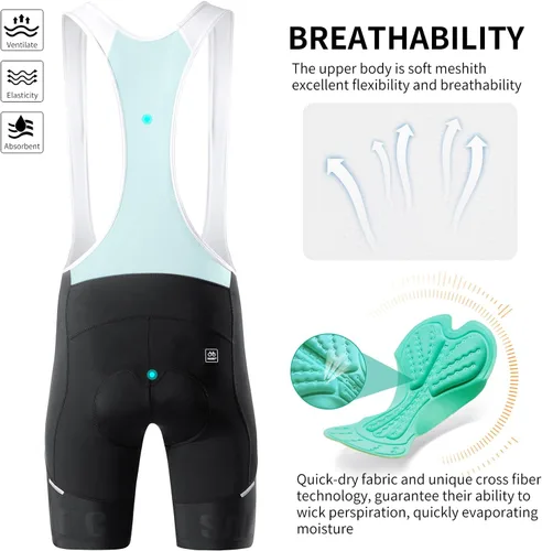 Miniatura 3 de Santic Pantalones cortos de ciclismo para hombre, acolchado 4D, transpirable, para ciclismo de carretera, ciclismo, ciclismo, ciclismo, gel de viaje