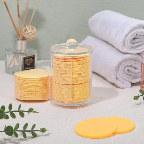 Miniatura 7 de 300 esponjas faciales comprimidas, esponjas faciales naturales para limpieza, almohadillas exfoliantes faciales desechables para esteticistas Naranja